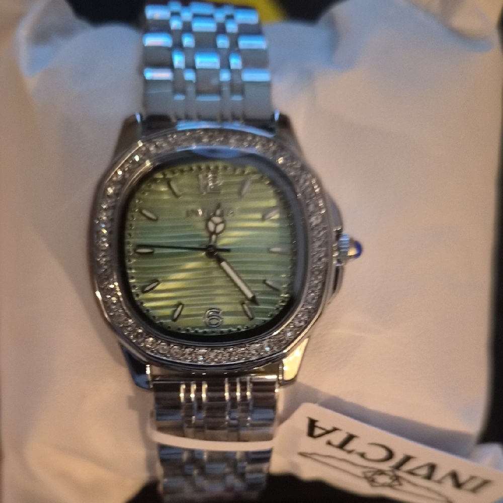 Invicta Silver Watch with Matcha Green Dial